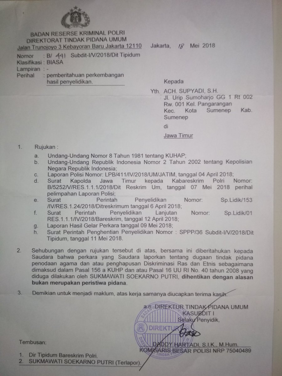 Detail Contoh Surat Perintah Penghentian Penyidikan Sp3 Nomer 6