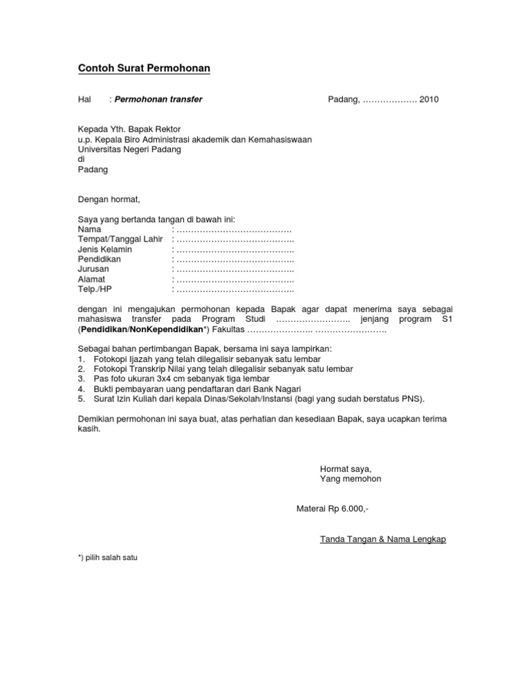 Detail Contoh Surat Perintah Transfer Nomer 6