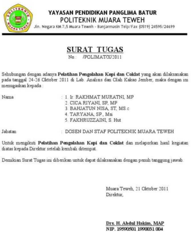 Detail Contoh Surat Perintah Tugas Dari Perusahaan Nomer 10