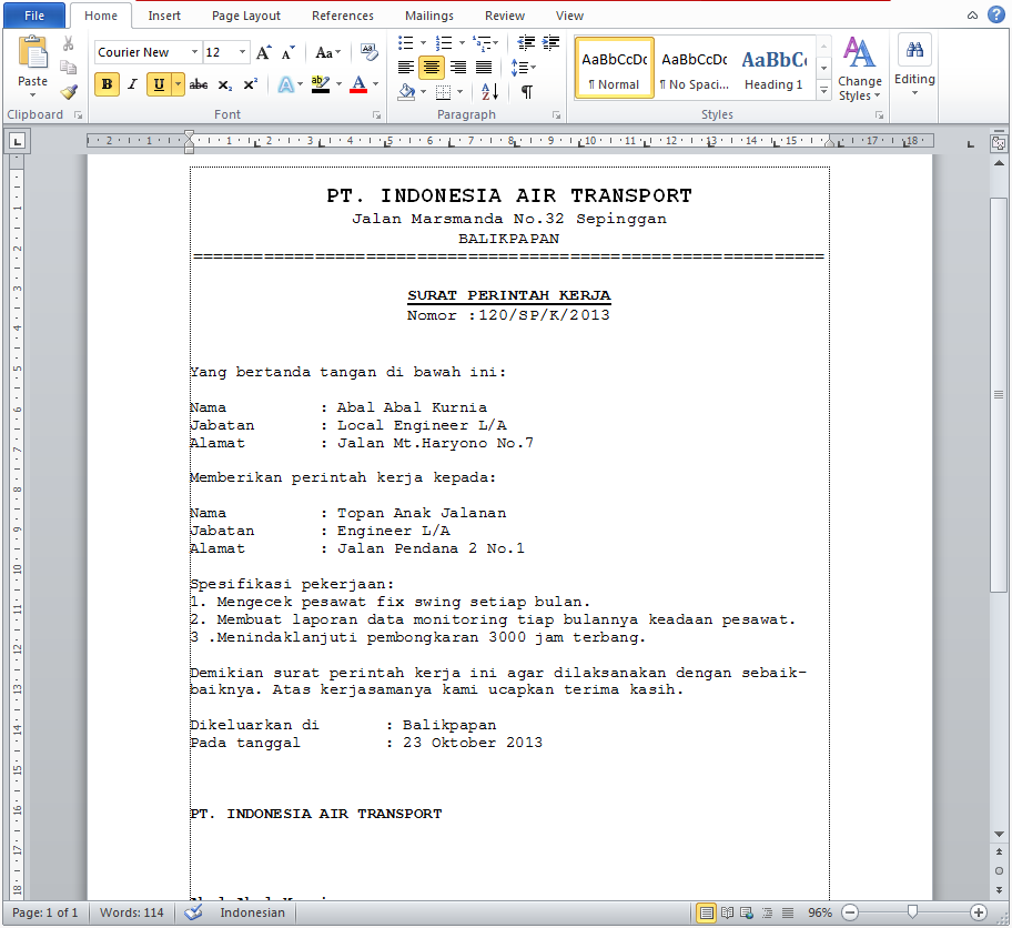 Detail Contoh Surat Perintah Tugas Dari Perusahaan Nomer 27