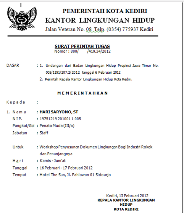 Detail Contoh Surat Perintah Tugas Dari Sekolah Nomer 22