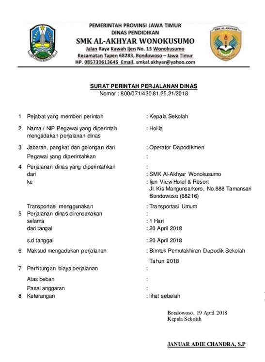 Detail Contoh Surat Perintah Tugas Dari Sekolah Nomer 58