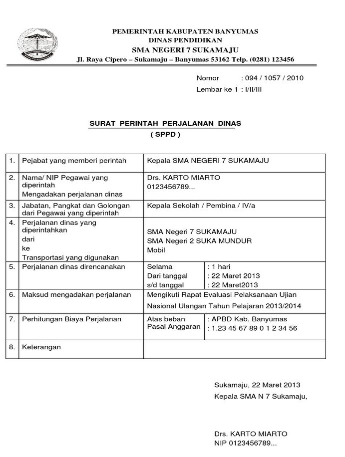 Detail Contoh Surat Perjalanan Dinas Perusahaan Nomer 6