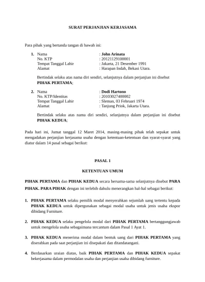 Detail Contoh Surat Perjanjian Arbitrase Nomer 14