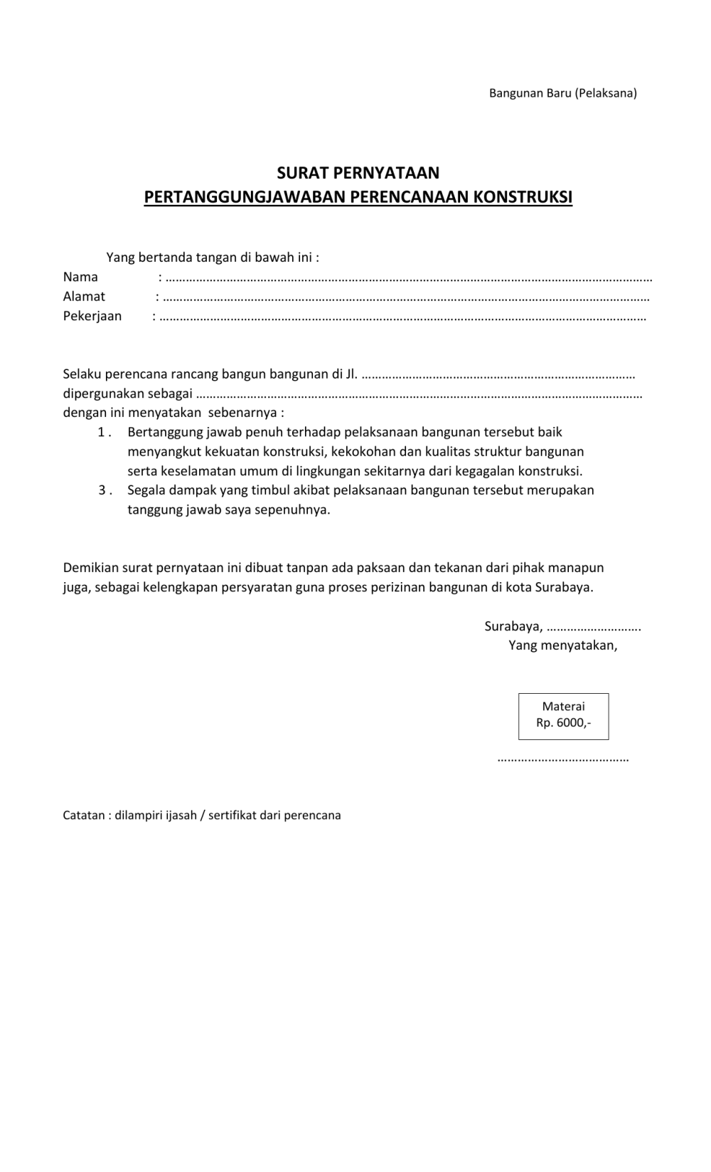 Detail Contoh Surat Perjanjian Bermaterai Nomer 53