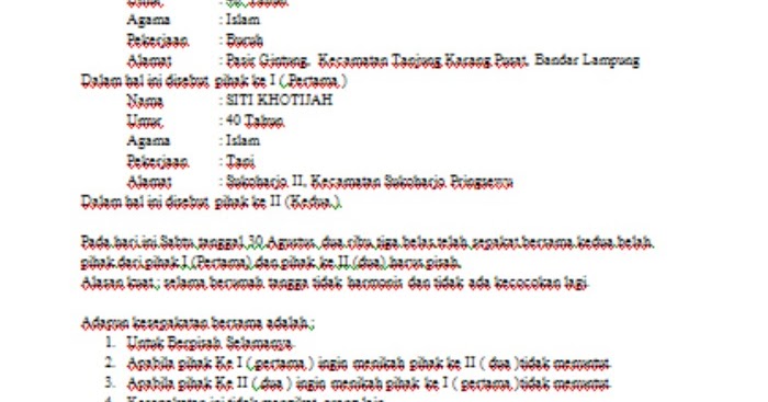 Detail Contoh Surat Perjanjian Cerai Nomer 47