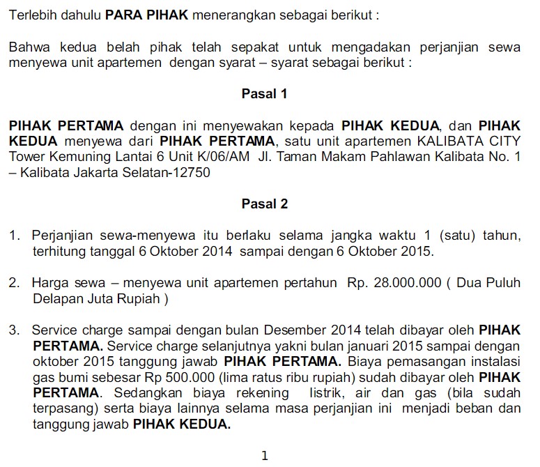 Detail Contoh Surat Perjanjian Dalam Bahasa Inggris Nomer 15