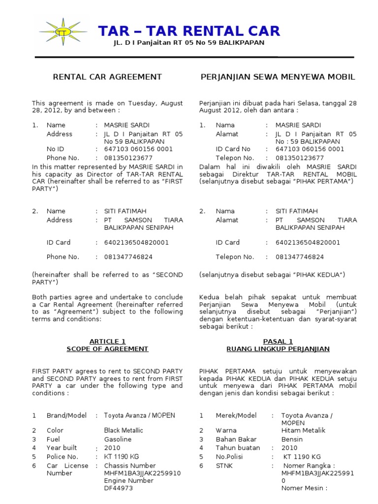 Detail Contoh Surat Perjanjian Dalam Bahasa Inggris Nomer 41