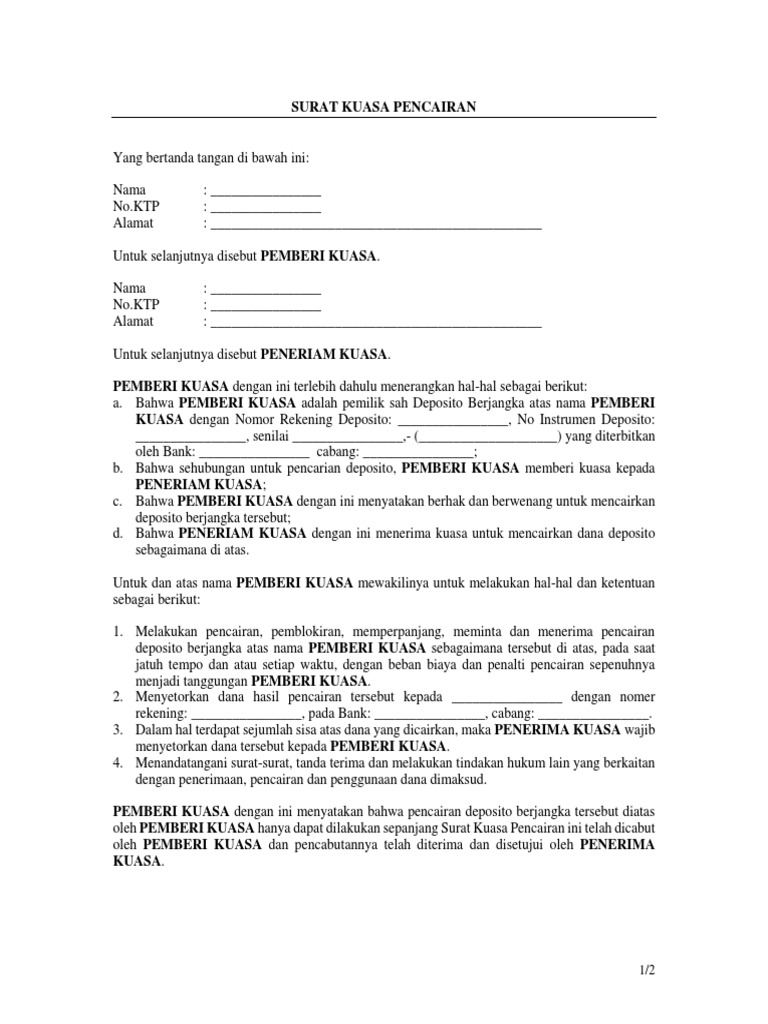 Detail Contoh Surat Perjanjian Deposito Berjangka Nomer 11