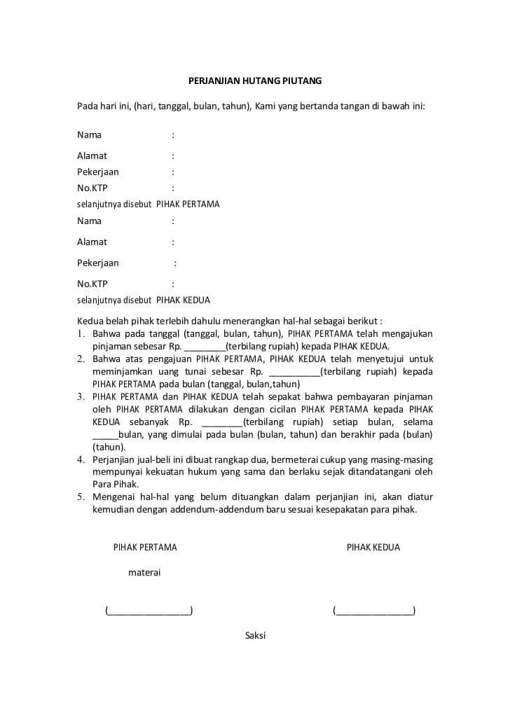 Detail Contoh Surat Perjanjian Diatas Materai Nomer 3