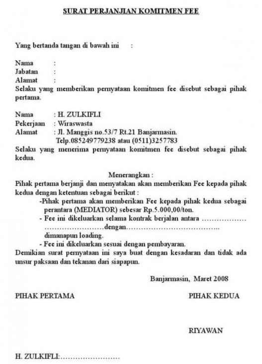 Detail Contoh Surat Perjanjian Fee Mediator Nomer 16