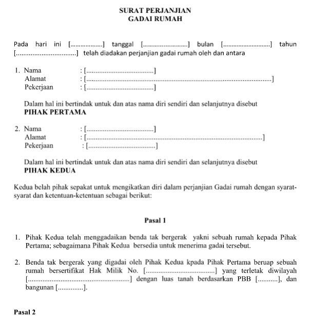 Detail Contoh Surat Perjanjian Gadai Nomer 22