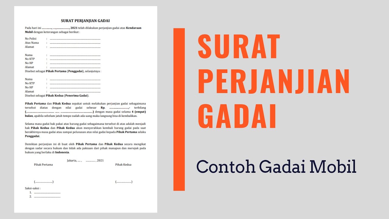 Detail Contoh Surat Perjanjian Gadai Nomer 39