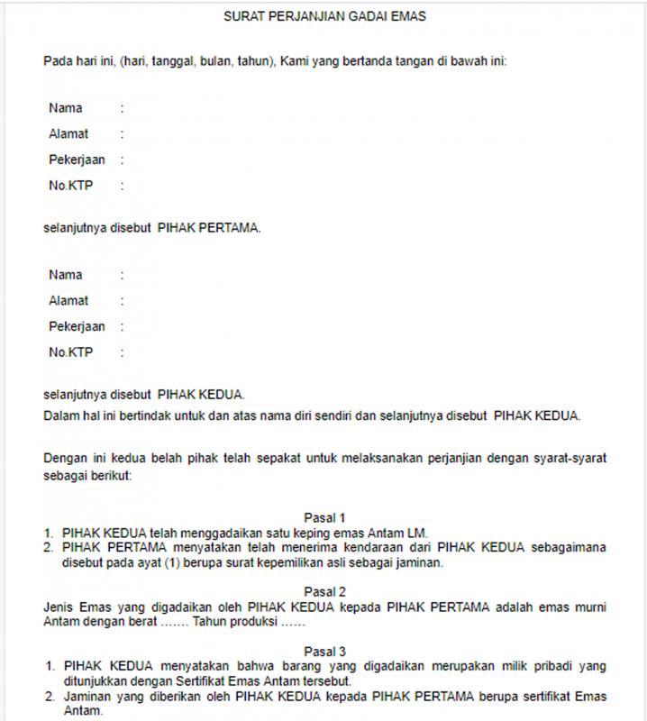 Detail Contoh Surat Perjanjian Gadai Sawah Nomer 12