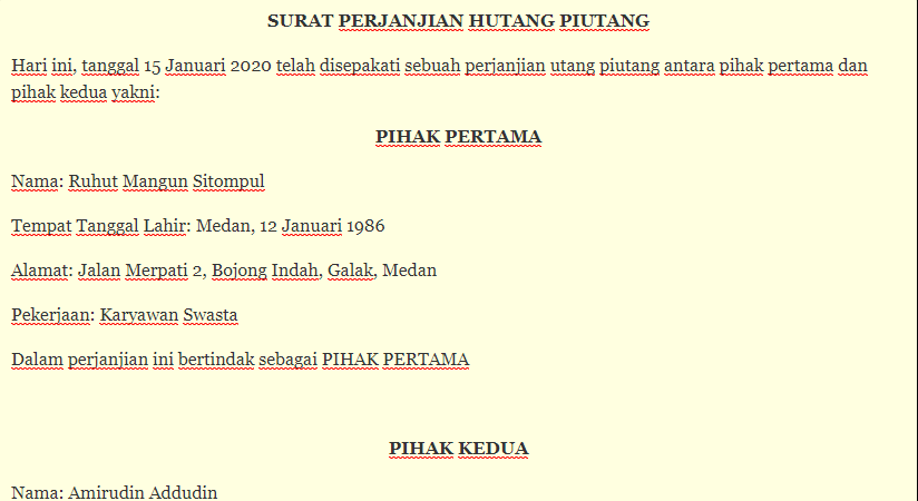 Detail Contoh Surat Perjanjian Hutang Piutang Diatas Materai Nomer 46