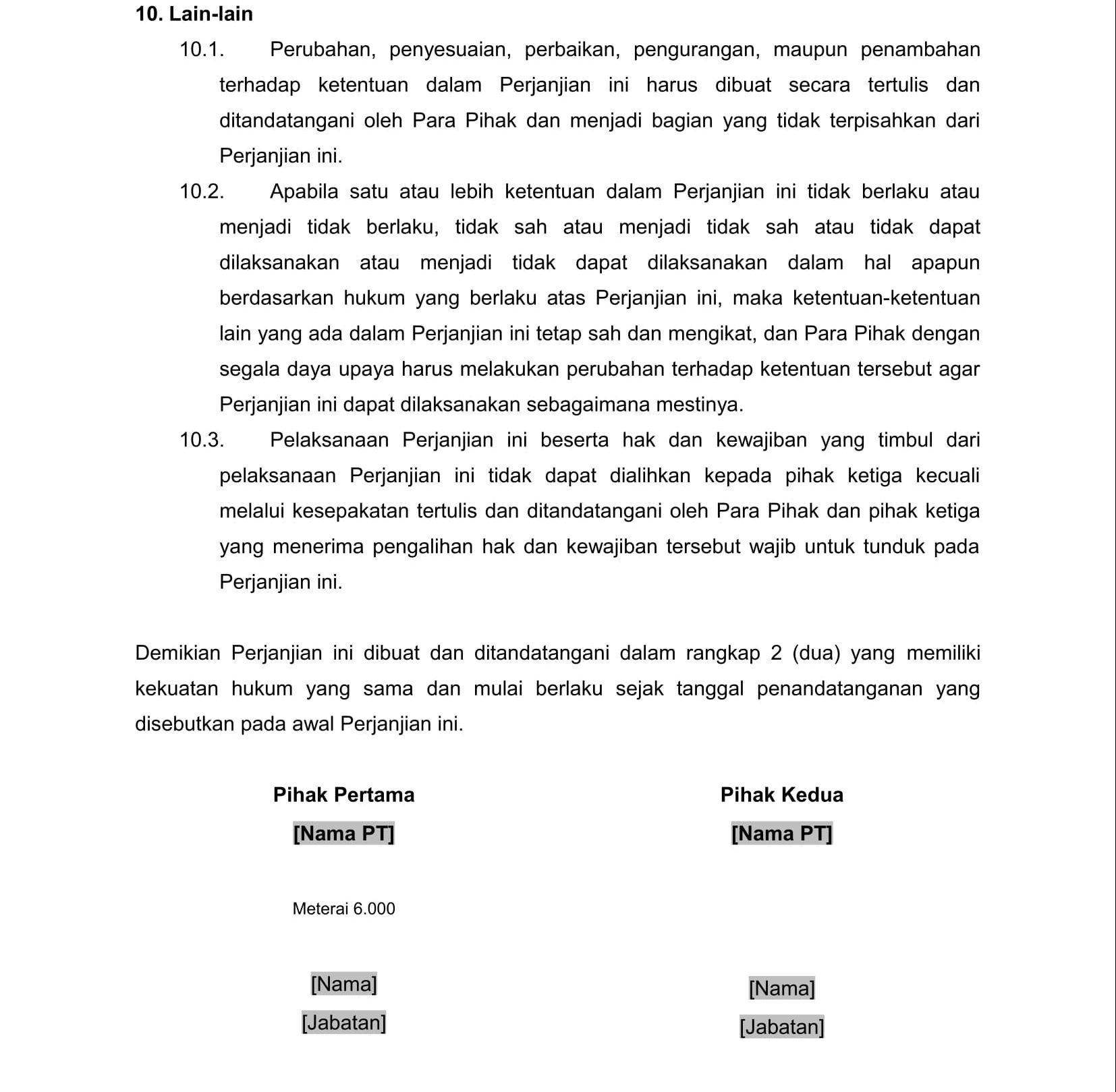 Detail Contoh Surat Perjanjian Internasional Nomer 26