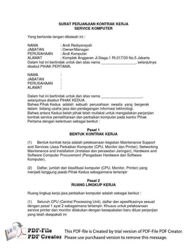 Detail Contoh Surat Perjanjian Kerja Borongan Bangunan Doc Nomer 43