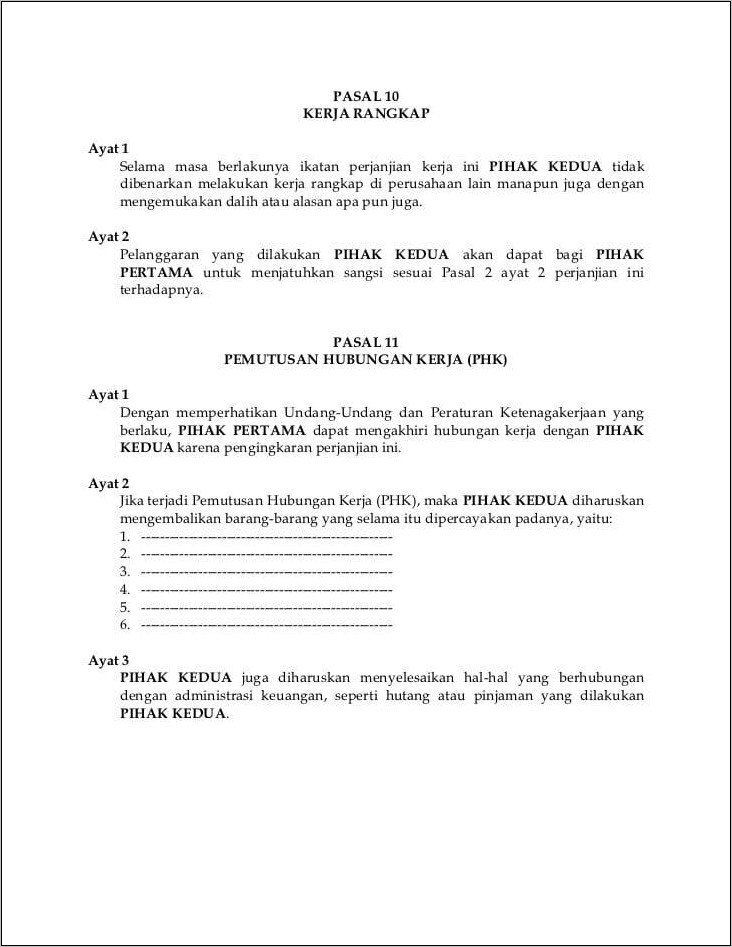 Detail Contoh Surat Perjanjian Kerja Borongan Sederhana Nomer 17