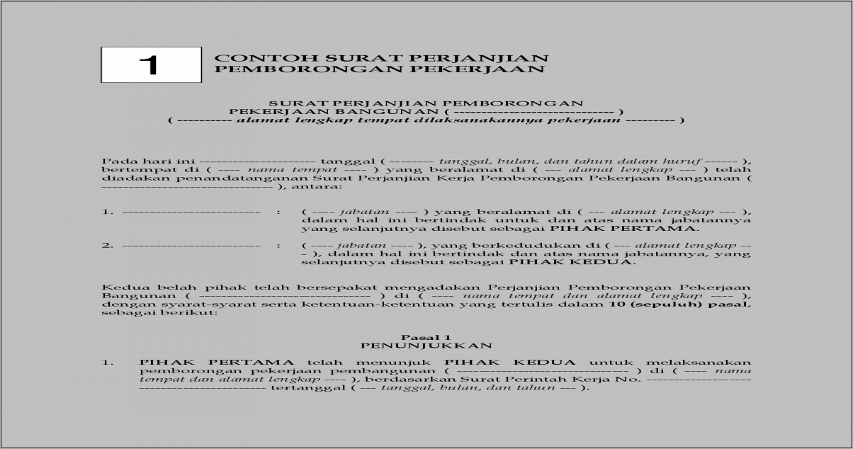 Detail Contoh Surat Perjanjian Kerja Borongan Sederhana Nomer 23