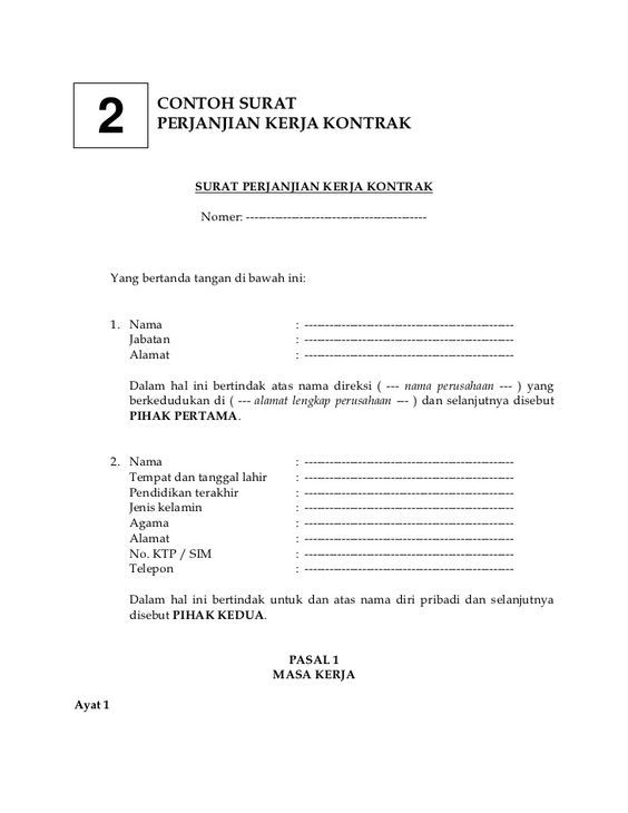 Detail Contoh Surat Perjanjian Kerja Perusahaan Nomer 23