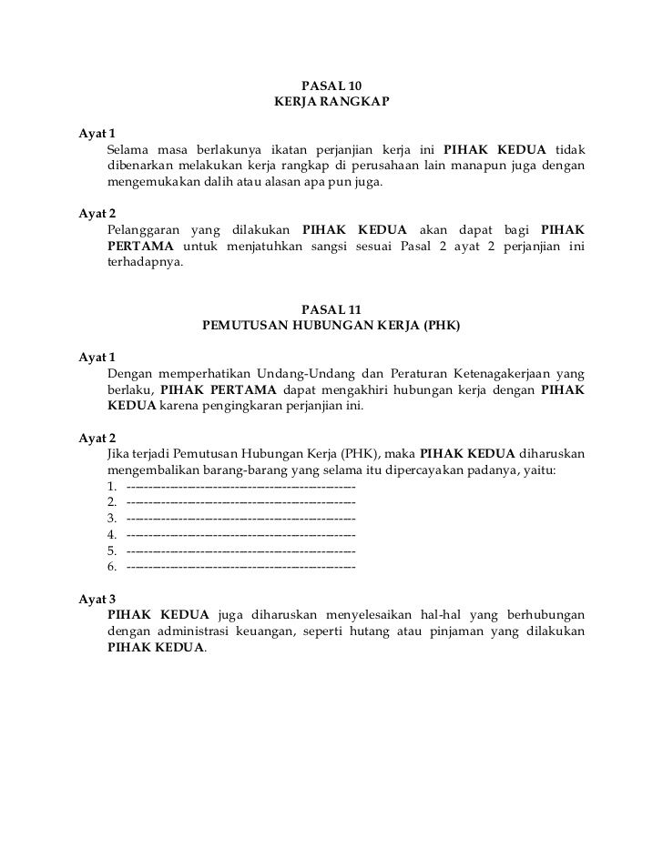 Detail Contoh Surat Perjanjian Kerja Perusahaan Nomer 26