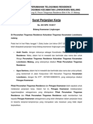 Detail Contoh Surat Perjanjian Kerja Satpam Nomer 4