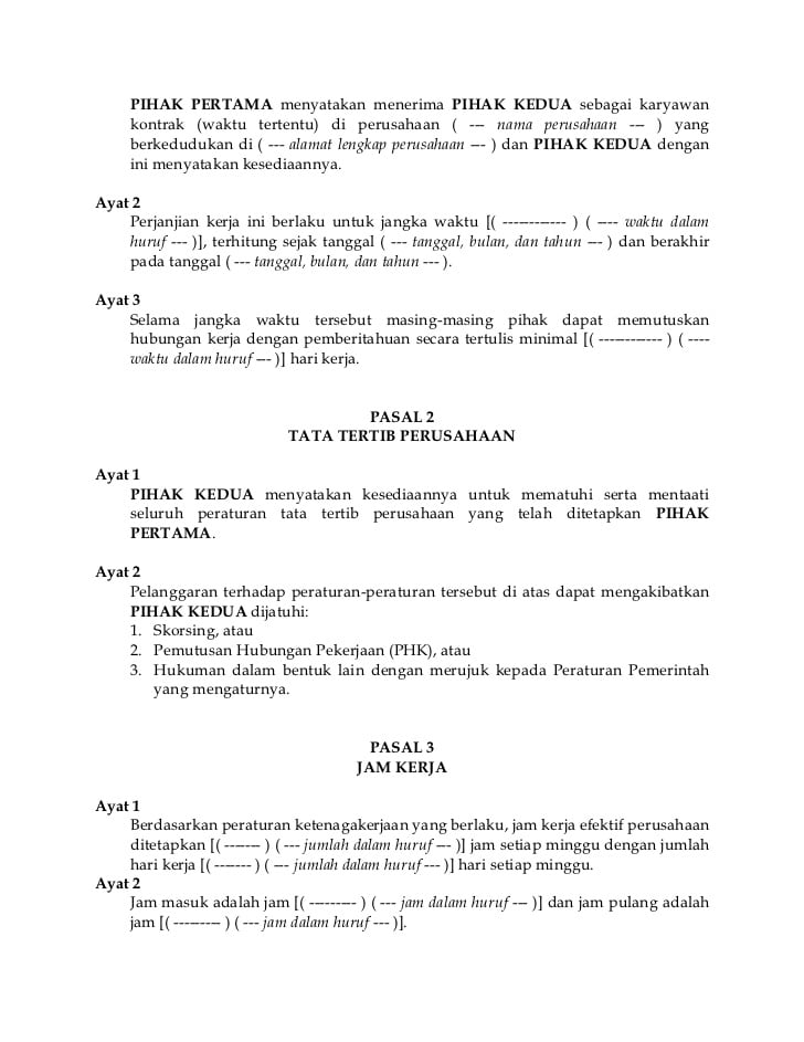 Detail Contoh Surat Perjanjian Kerja Supir Nomer 18