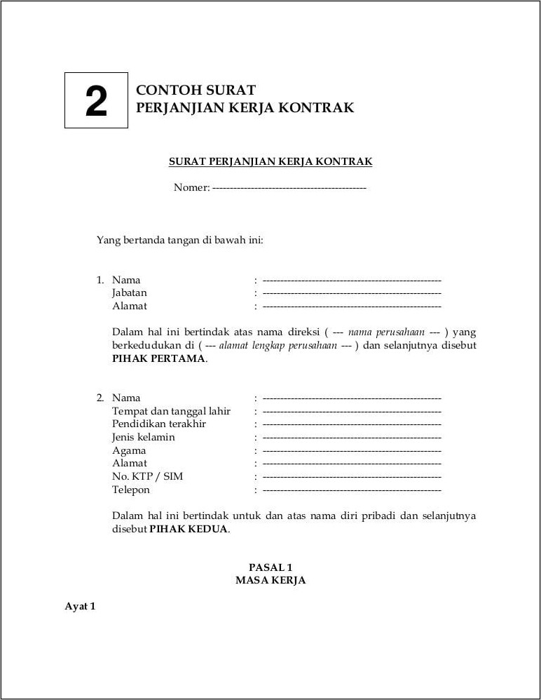 Detail Contoh Surat Perjanjian Kerja Supir Nomer 20