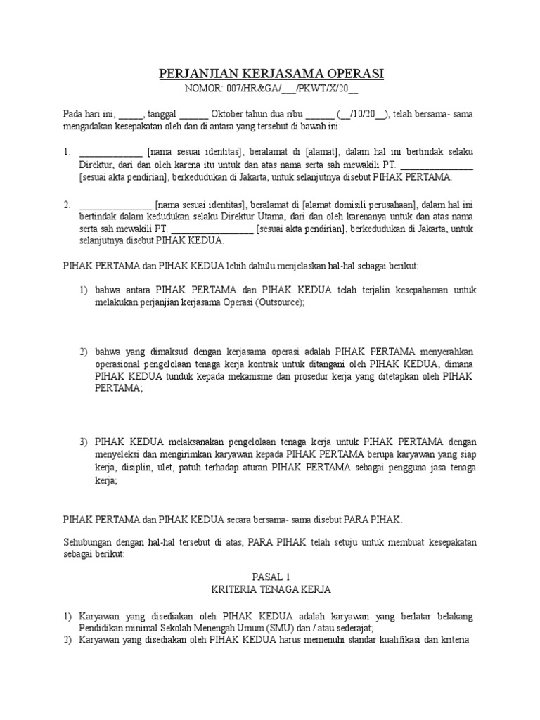 Detail Contoh Surat Perjanjian Kerjasama Antar Perusahaan Nomer 41