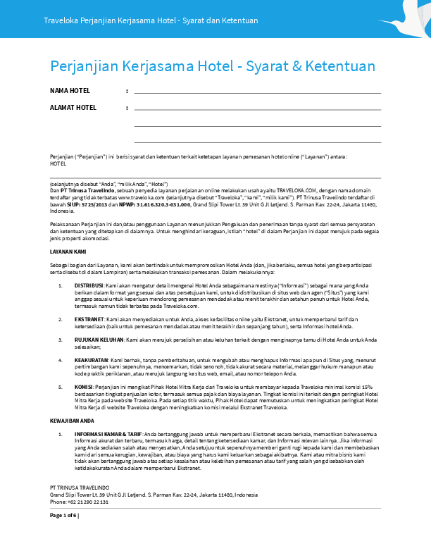 Detail Contoh Surat Perjanjian Kerjasama Hotel Dengan Perusahaan Nomer 11
