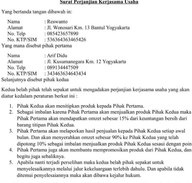 Detail Contoh Surat Perjanjian Kerjasama Hotel Dengan Perusahaan Nomer 14