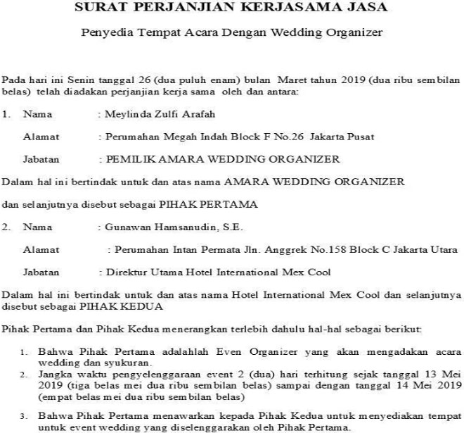 Detail Contoh Surat Perjanjian Kerjasama Hotel Dengan Perusahaan Nomer 29