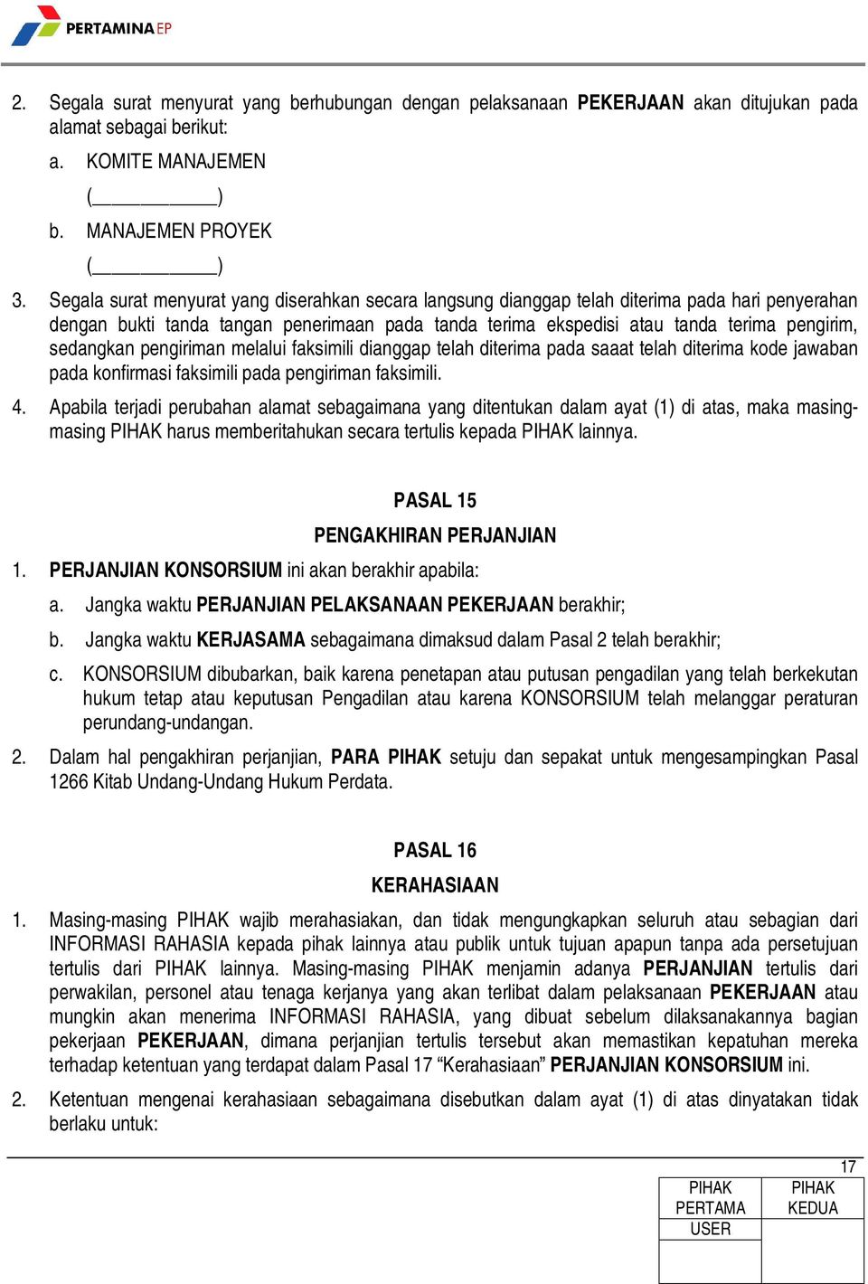 Detail Contoh Surat Perjanjian Kerjasama Konsorsium Nomer 8