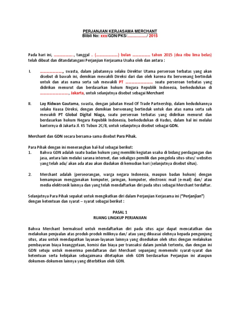 Detail Contoh Surat Perjanjian Kerjasama Partnership Nomer 43