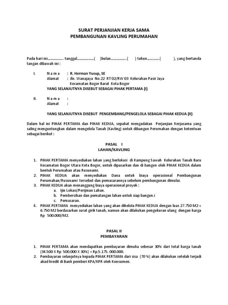 Detail Contoh Surat Perjanjian Kerjasama Pendanaan Proyek Nomer 3