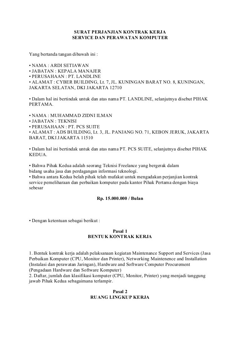 Detail Contoh Surat Perjanjian Kerjasama Sederhana Nomer 27
