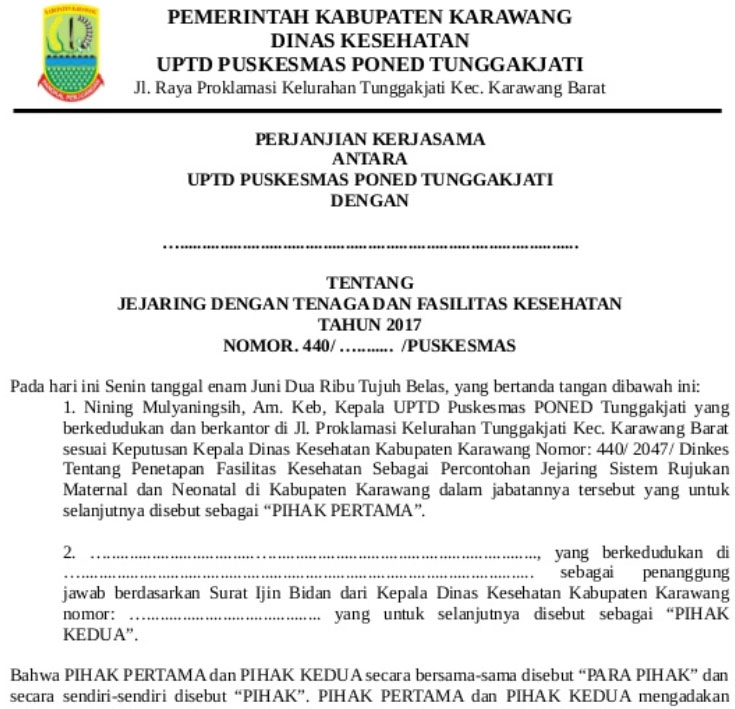 Detail Contoh Surat Perjanjian Kerjasama Sekolah Dengan Puskesmas Nomer 28