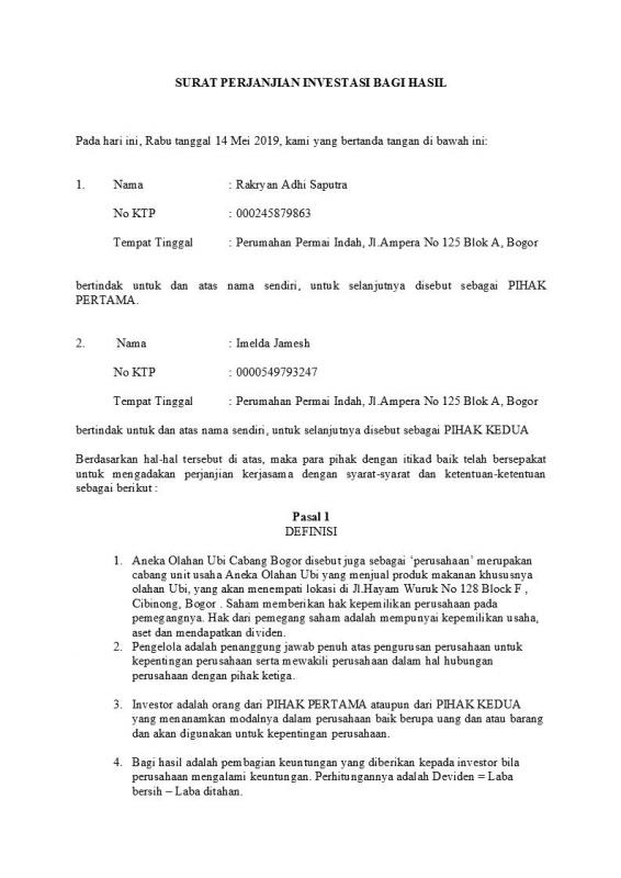 Detail Contoh Surat Perjanjian Kerjasama Supplier Doc Nomer 38