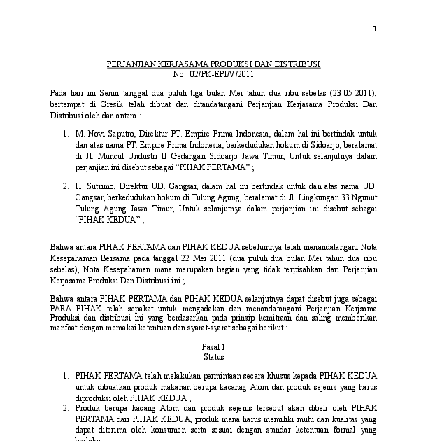Detail Contoh Surat Perjanjian Kerjasama Supplier Sayuran Nomer 34