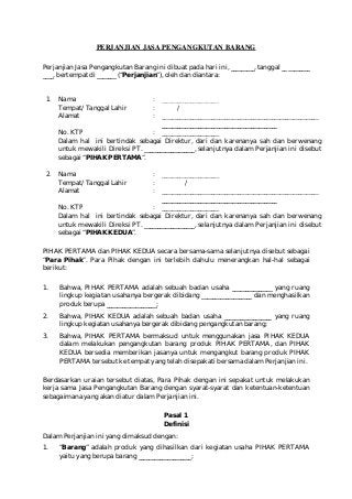 Detail Contoh Surat Perjanjian Kerjasama Usaha Jasa Angkutan Nomer 4