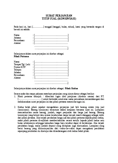 Detail Contoh Surat Perjanjian Konsinyasi Nomer 13