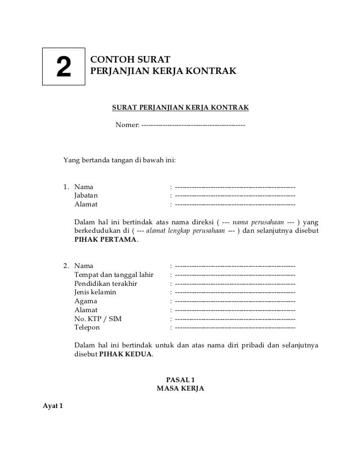 Detail Contoh Surat Perjanjian Kontrak Kerja Karyawan Nomer 40