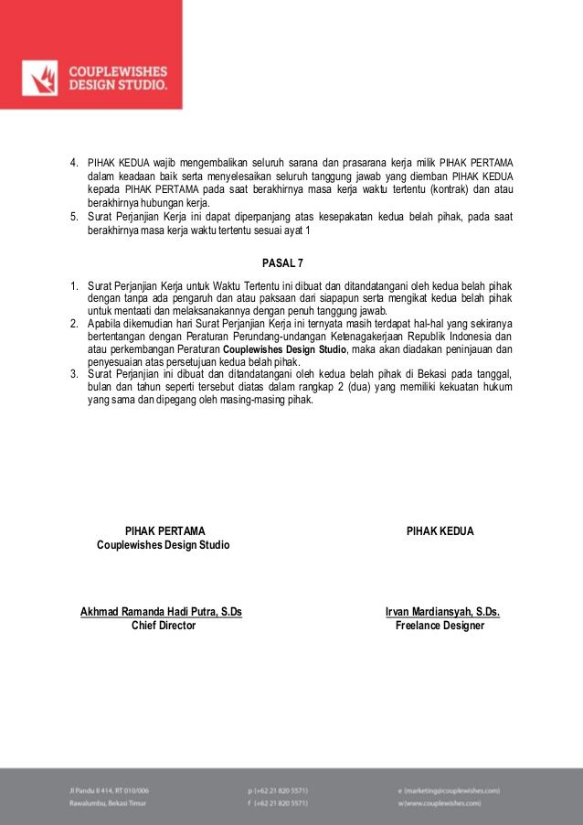 Detail Contoh Surat Perjanjian Kontrak Kerja Konstruksi Nomer 15