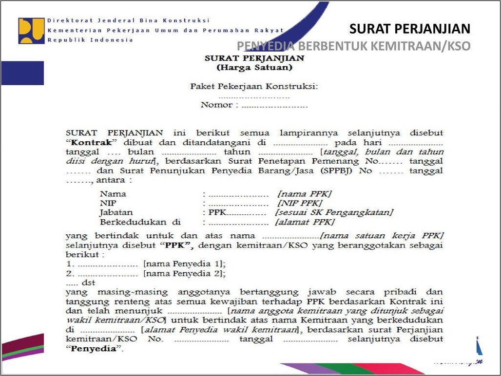 Detail Contoh Surat Perjanjian Kontrak Kerja Konstruksi Nomer 33