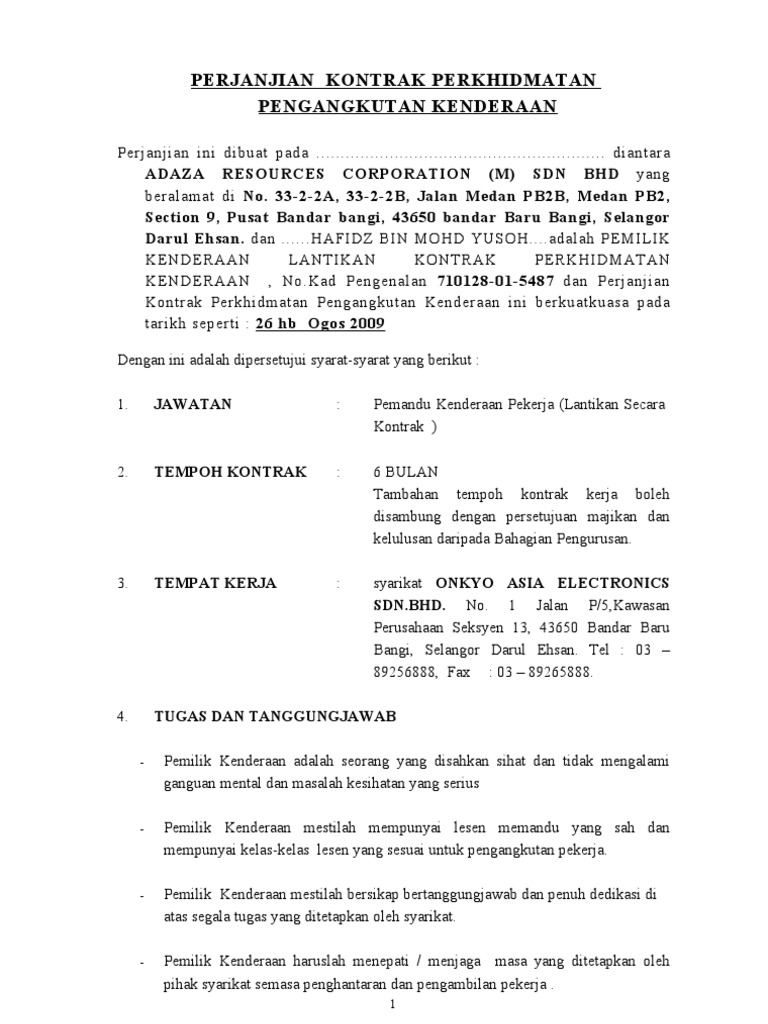 Detail Contoh Surat Perjanjian Kontrak Kerja Konstruksi Nomer 47