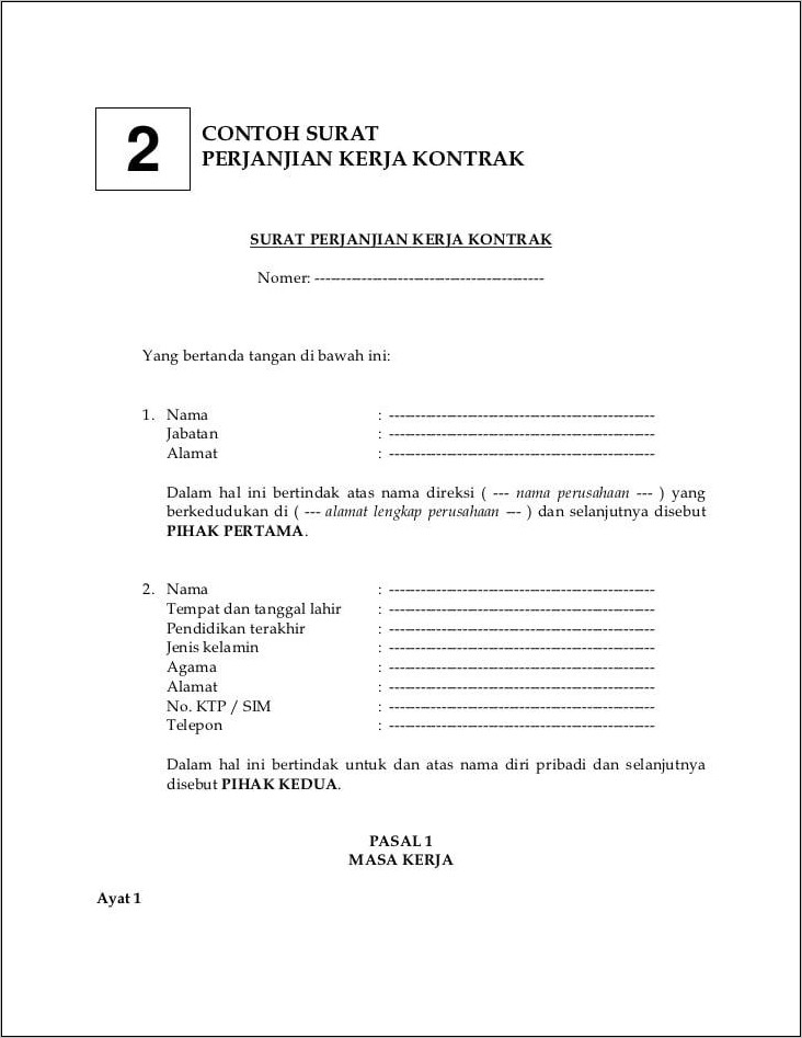 Detail Contoh Surat Perjanjian Kontrak Kerja Magang Nomer 16