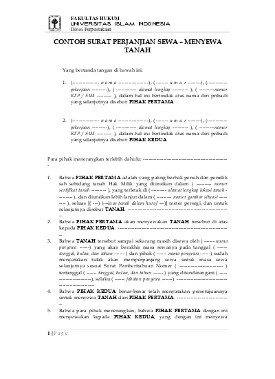 Detail Contoh Surat Perjanjian Kontrak Tanah Nomer 35