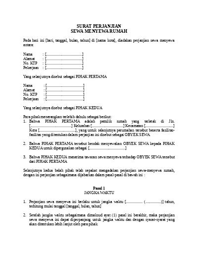 Detail Contoh Surat Perjanjian Kontrak Toko Nomer 28