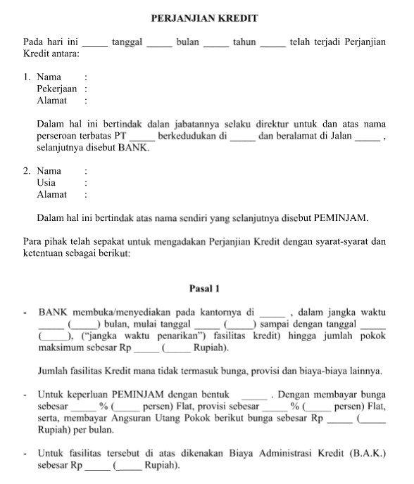 Detail Contoh Surat Perjanjian Kredit Nomer 21