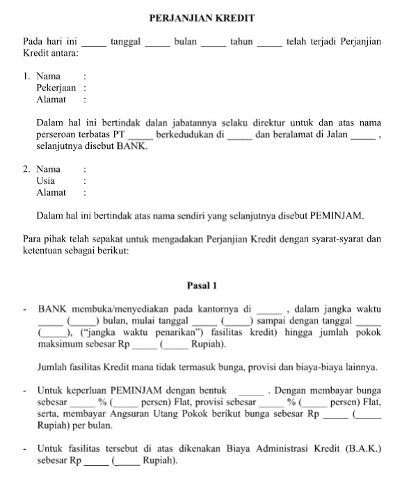 Detail Contoh Surat Perjanjian Kredit Bank Nomer 22